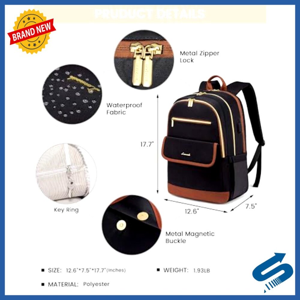 Chic Versatile Backpack with USB Lightweight Wate… - image 5